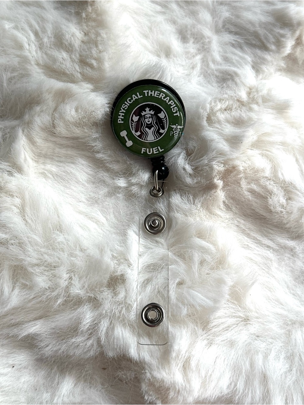 Starbucks-Inspired Green 'Physical Therapist Fuel' Badge/ Lanyard Decor